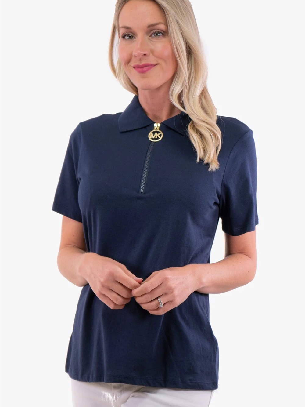 Michael Kors strtchy navy blue polo shirt size M